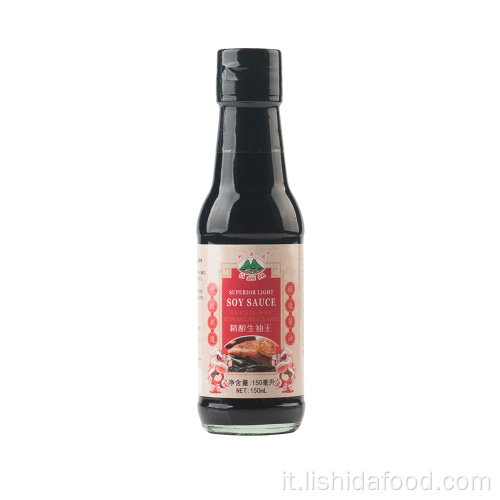 Salsa di soia leggera da bottiglia in vetro da 150 ml